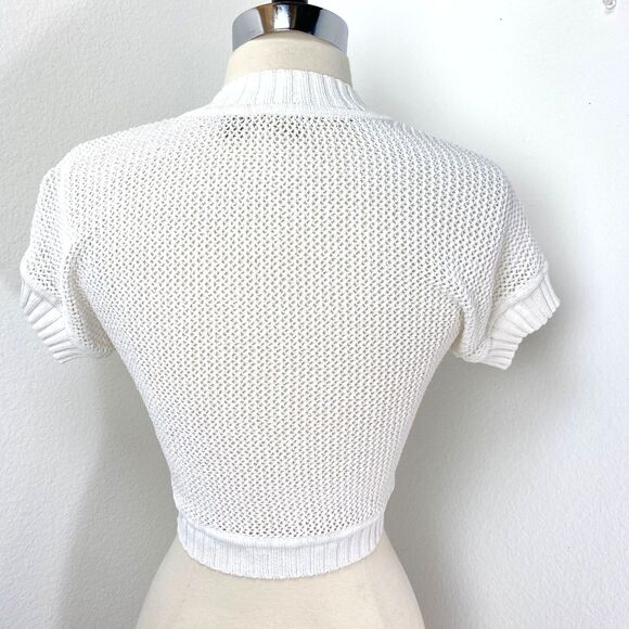 Vtg Caslon White Crochet Bolero Sweater Small Coquette Whimsy Fairy Boho Peasant - Picture 8 of 12